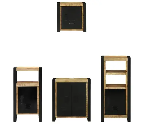 Vannitoa Mööbleset Riiuliga Uksega 4 Pcs Pruun Tugev Mango Puu