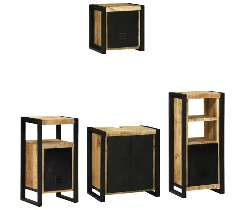 Vannitoa Mööbleset Riiuliga Uksega 4 Pcs Pruun Tugev Mango Puu