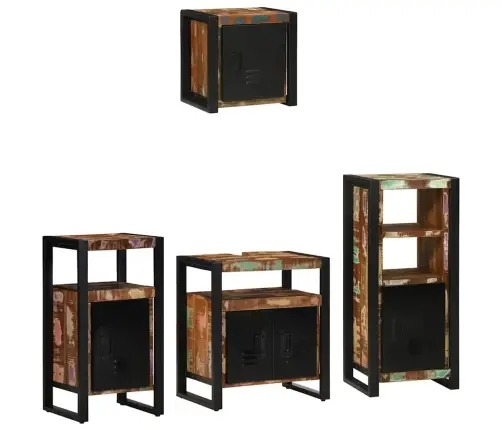 Vannas Istabas Mēbeļu Komplekts 4 Pcs Ciets Atjaunots Koks Vidaxl