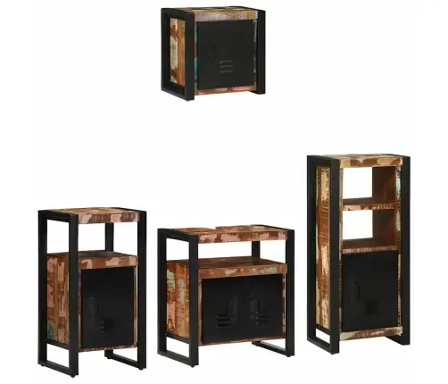 Vannas Istabas Mēbeļu Komplekts 4 Pcs Ciets Atjaunots Koks Vidaxl