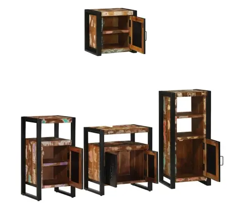 Vannas Istabas Mēbeļu Komplekts 4 Pcs Ciets Atjaunots Koks Vidaxl