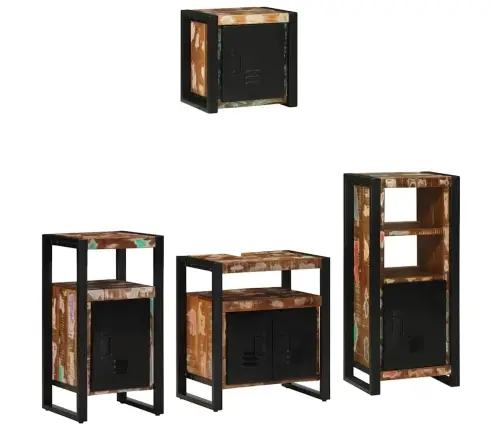 Vannas Istabas Mēbeļu Komplekts 4 Pcs Ciets Atjaunots Koks Vidaxl