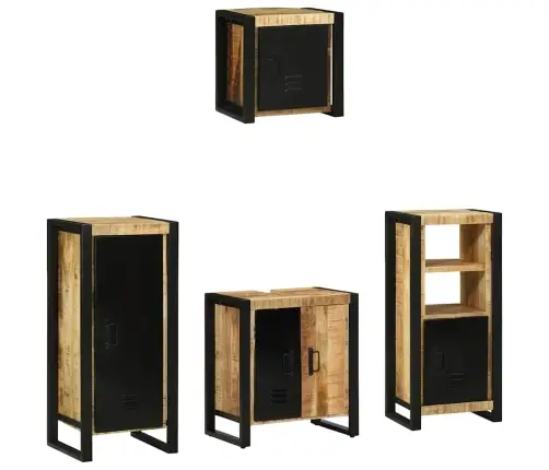 Vannas Istabas Mēbeļu Komplekts 4 Pcs Brūna Cieta Mango Koksne Vidaxl