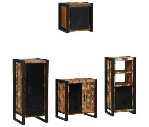 Vannitoa Mööbleset 4 Pcs Mitmevärviline Tugev Taastatud Puit