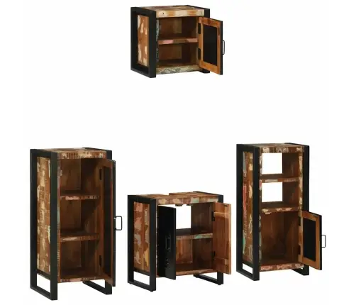 Vannitoa Mööbleset 4 Pcs Mitmevärviline Tugev Taastatud Puit