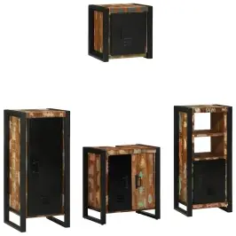 Vannitoa Mööbleset 4 Pcs Mitmevärviline Tugev Taastatud Puit