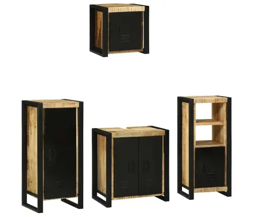 Vannas Istabas Mēbeļu Komplekts 4 Pcs Brūna Cieta Mango Koksne Vidaxl