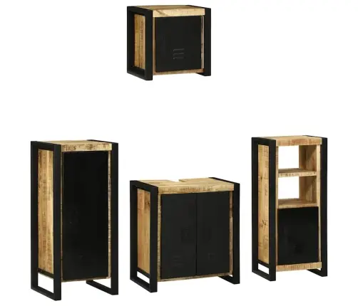 Vannas Istabas Mēbeļu Komplekts 4 Pcs Brūna Cieta Mango Koksne Vidaxl