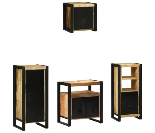 Vannas Istabas Mēbeļu Komplekts 4 Pcs Brūna Cieta Mango Koksne Vidaxl