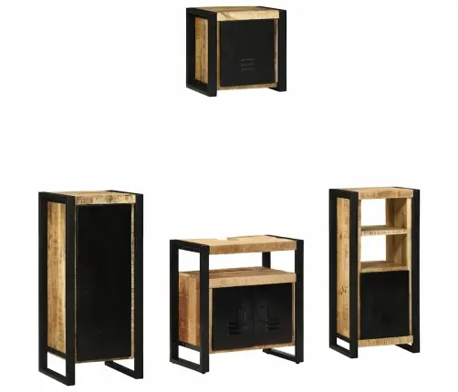 Vannas Istabas Mēbeļu Komplekts 4 Pcs Brūna Cieta Mango Koksne Vidaxl