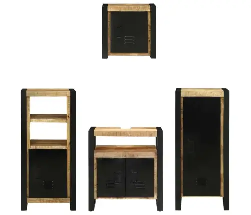 Vannas Istabas Mēbeļu Komplekts 4 Pcs Brūna Cieta Mango Koksne Vidaxl