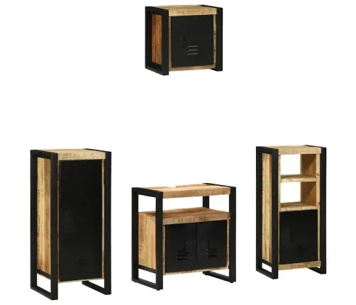 Vannas Istabas Mēbeļu Komplekts 4 Pcs Brūna Cieta Mango Koksne Vidaxl