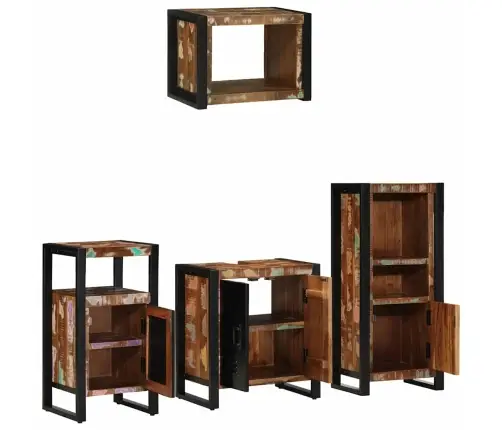 Vannas Istabas Mēbeļu Komplekts 4 Pcs Ciets Atjaunots Koks Vidaxl