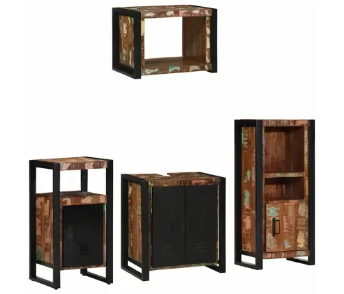 Vannas Istabas Mēbeļu Komplekts 4 Pcs Ciets Atjaunots Koks Vidaxl