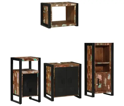 Vannas Istabas Mēbeļu Komplekts 4 Pcs Ciets Atjaunots Koks Vidaxl