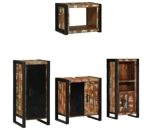 Vannas Istabas Mēbeļu Komplekts 4 Pcs Ciets Atjaunots Koks Vidaxl Vannas Istabas Mēbeļu Komplekts 4 Pcs Ciets Atjaunots Koks Vidaxl