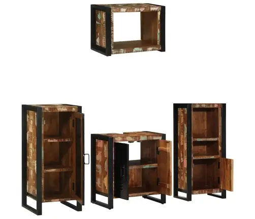 Vannas Istabas Mēbeļu Komplekts 4 Pcs Ciets Atjaunots Koks Vidaxl Vannas Istabas Mēbeļu Komplekts 4 Pcs Ciets Atjaunots Koks Vidaxl