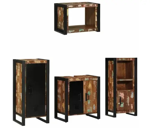 Vannas Istabas Mēbeļu Komplekts 4 Pcs Ciets Atjaunots Koks Vidaxl Vannas Istabas Mēbeļu Komplekts 4 Pcs Ciets Atjaunots Koks Vidaxl