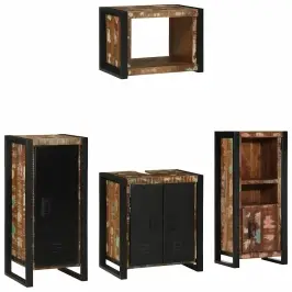 Vonios Baldų Rinkinys Su Lentyna 4 Pcs Kieta Atnaujinta Mediena Vonios Baldų Rinkinys Su Lentyna 4 Pcs Kieta Atnaujinta Mediena