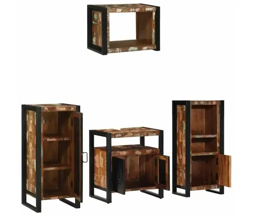 Vannas Istabas Mēbeļu Komplekts 4 Pcs Ciets Atjaunots Koks Vidaxl