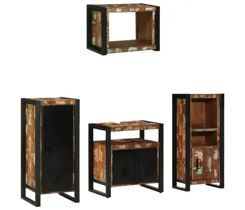 Vannas Istabas Mēbeļu Komplekts 4 Pcs Ciets Atjaunots Koks Vidaxl