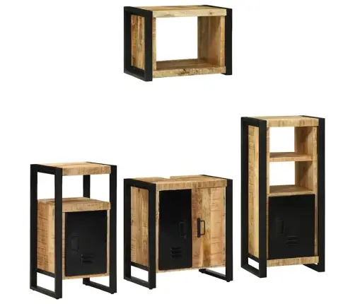 Vannas Istabas Mēbeļu Komplekts 4 Pcs Brūna Cieta Mango Koksne Vidaxl