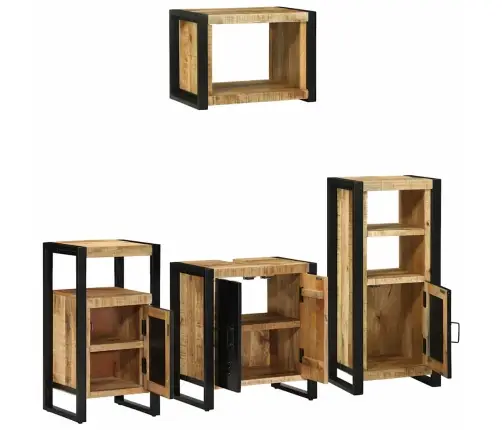 Vannas Istabas Mēbeļu Komplekts 4 Pcs Brūna Cieta Mango Koksne Vidaxl