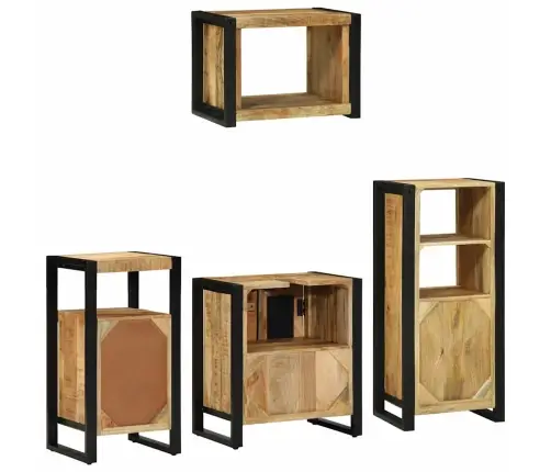 Vannas Istabas Mēbeļu Komplekts 4 Pcs Brūna Cieta Mango Koksne Vidaxl