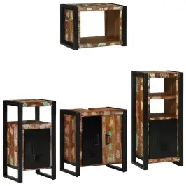 Vannitoa Mööbleset 4 Pcs Mitmevärviline Tugev Taastatud Puit