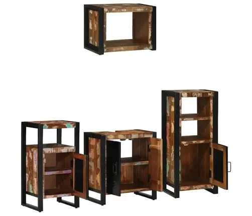 Vonios Baldų Rinkinys Su Lentyna 4 Pcs Kieta Atnaujinta Mediena Vonios Baldų Rinkinys Su Lentyna 4 Pcs Kieta Atnaujinta Mediena