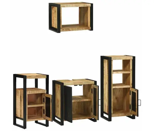 Vannas Istabas Mēbeļu Komplekts 4 Pcs Brūna Cieta Mango Koksne Vidaxl