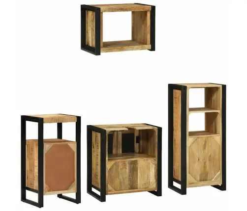 Vannas Istabas Mēbeļu Komplekts 4 Pcs Brūna Cieta Mango Koksne Vidaxl
