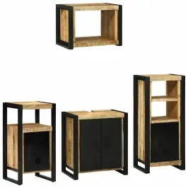 Vannas Istabas Mēbeļu Komplekts 4 Pcs Brūna Cieta Mango Koksne Vidaxl