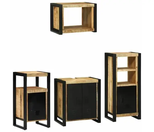 Vannas Istabas Mēbeļu Komplekts 4 Pcs Brūna Cieta Mango Koksne Vidaxl
