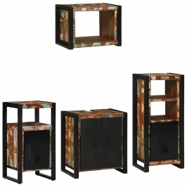 Vannas Istabas Mēbeļu Komplekts 4 Pcs Ciets Atjaunots Koks Vidaxl