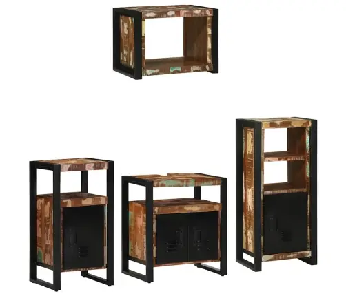 Vannas Istabas Mēbeļu Komplekts 4 Pcs Ciets Atjaunots Koks Vidaxl