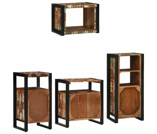 Vannas Istabas Mēbeļu Komplekts 4 Pcs Ciets Atjaunots Koks Vidaxl