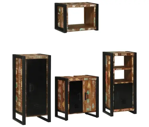 Vannas Istabas Mēbeļu Komplekts 4 Pcs Ciets Atjaunots Koks Vidaxl