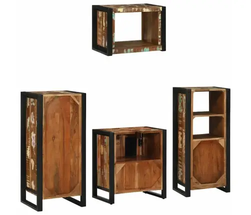 Vannas Istabas Mēbeļu Komplekts 4 Pcs Ciets Atjaunots Koks Vidaxl