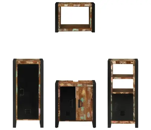 Vannas Istabas Mēbeļu Komplekts 4 Pcs Ciets Atjaunots Koks Vidaxl