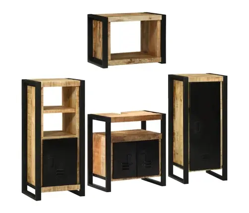 Vannas Istabas Mēbeļu Komplekts 4 Pcs Brūna Cieta Mango Koksne Vidaxl