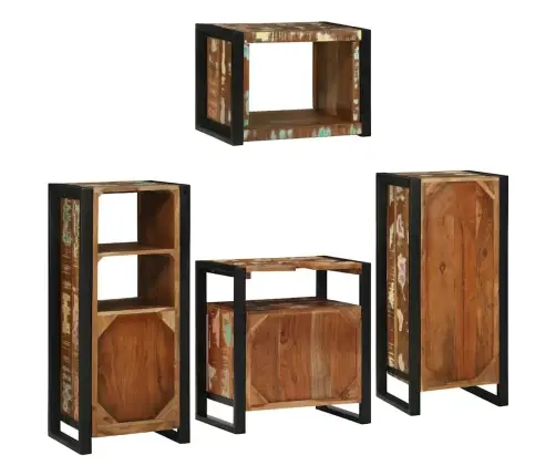 Vannitoa Mööbleset 4 Pcs Mitmevärviline Tugev Taastatud Puit