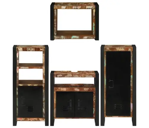 Vannitoa Mööbleset 4 Pcs Mitmevärviline Tugev Taastatud Puit