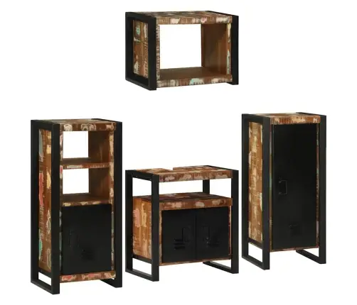 Vannitoa Mööbleset 4 Pcs Mitmevärviline Tugev Taastatud Puit