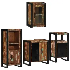 Vannas Istabas Mēbeļu Komplekts 4 Pcs Ciets Atjaunots Koks Vidaxl