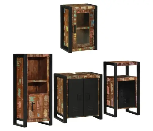 Vannas Istabas Mēbeļu Komplekts 4 Pcs Ciets Atjaunots Koks Vidaxl