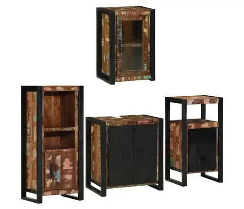 Vannas Istabas Mēbeļu Komplekts 4 Pcs Ciets Atjaunots Koks Vidaxl