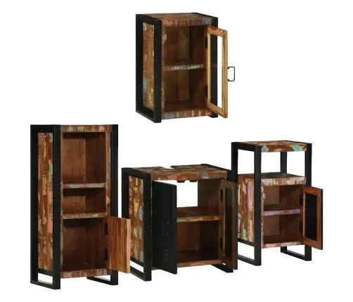 Vannas Istabas Mēbeļu Komplekts 4 Pcs Ciets Atjaunots Koks Vidaxl