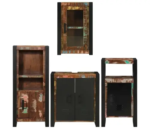 Vannas Istabas Mēbeļu Komplekts 4 Pcs Ciets Atjaunots Koks Vidaxl