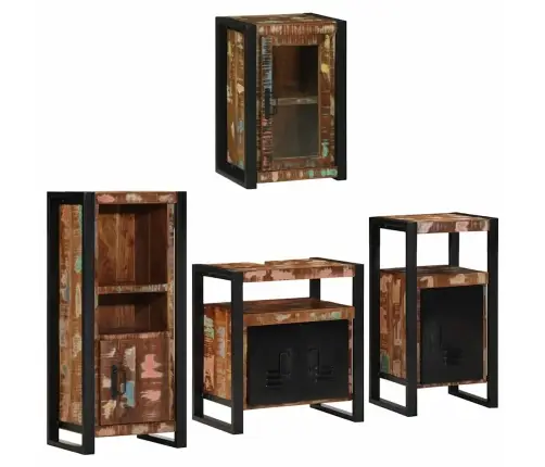 Vannitoa Mööbleset 4 Pcs Mitmevärviline Tugev Taastatud Puit